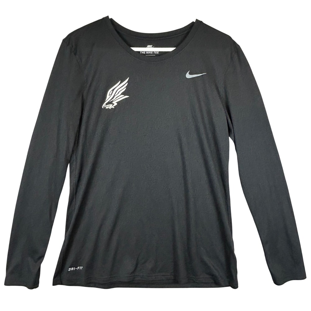 Nike Mens Dri-FIT Long Sleeve Performance Training Shirt Black Large Swoosh Tee